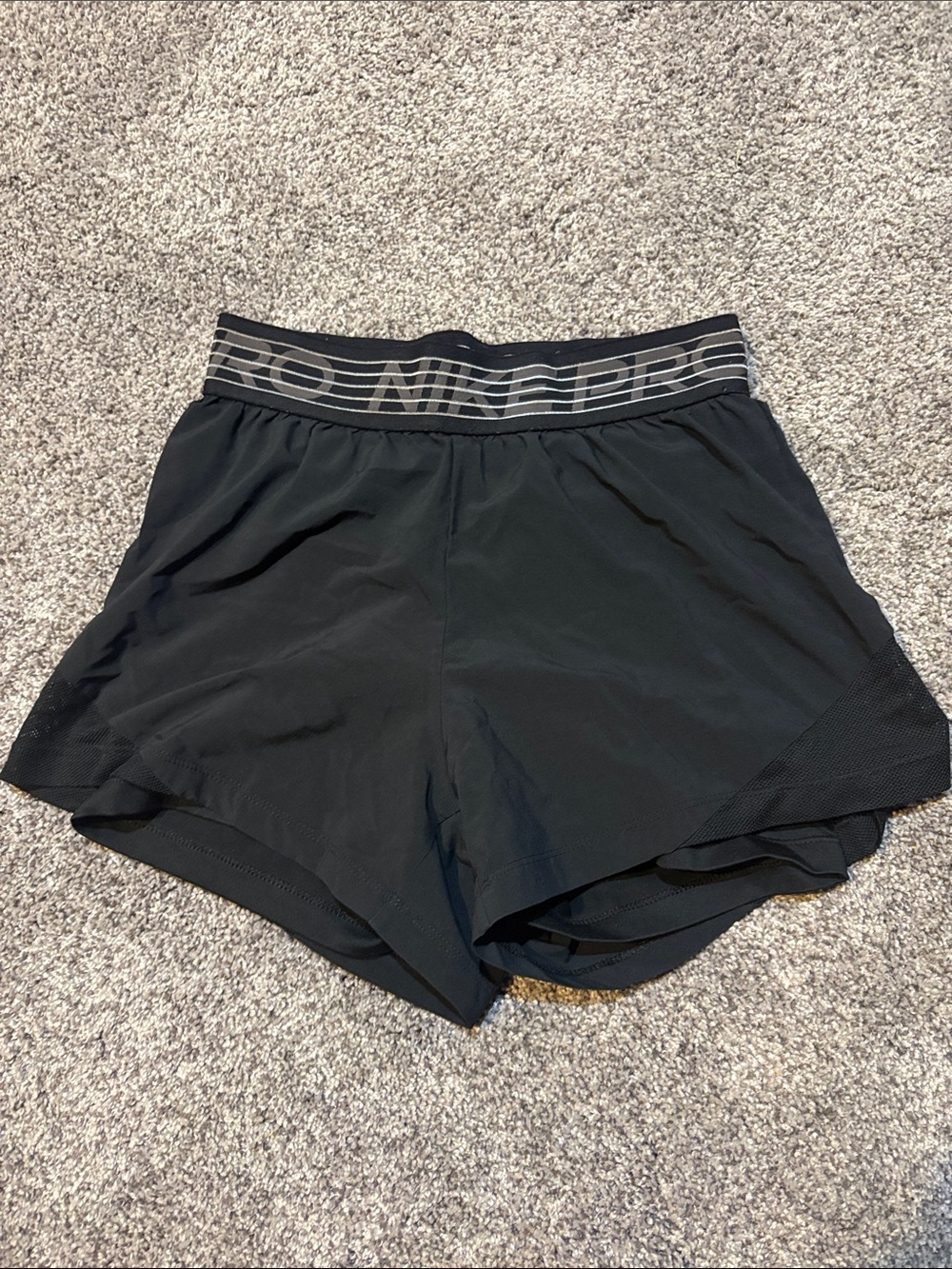 Nike Pro Black Layered Running Shorts with Branded Elastic Waistband